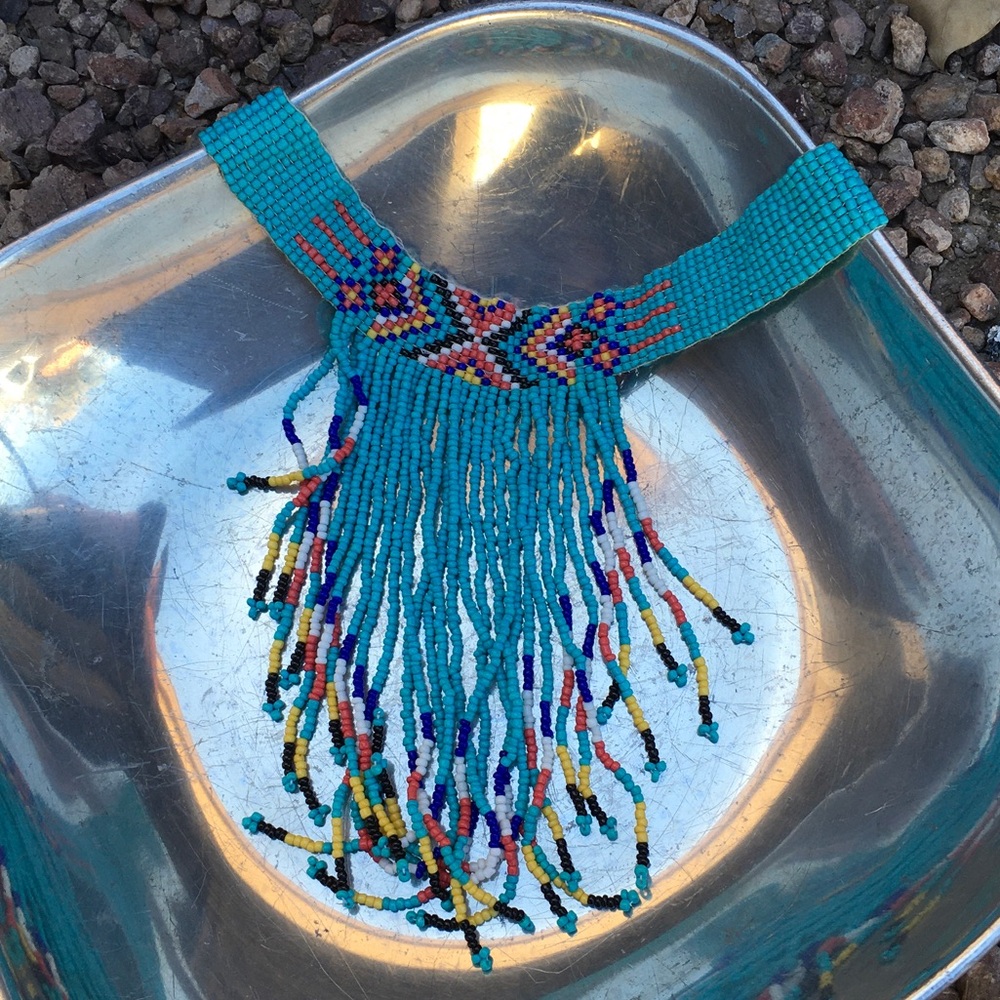 Handcrafted Beaded Necklace - Turquoise and Multicolor